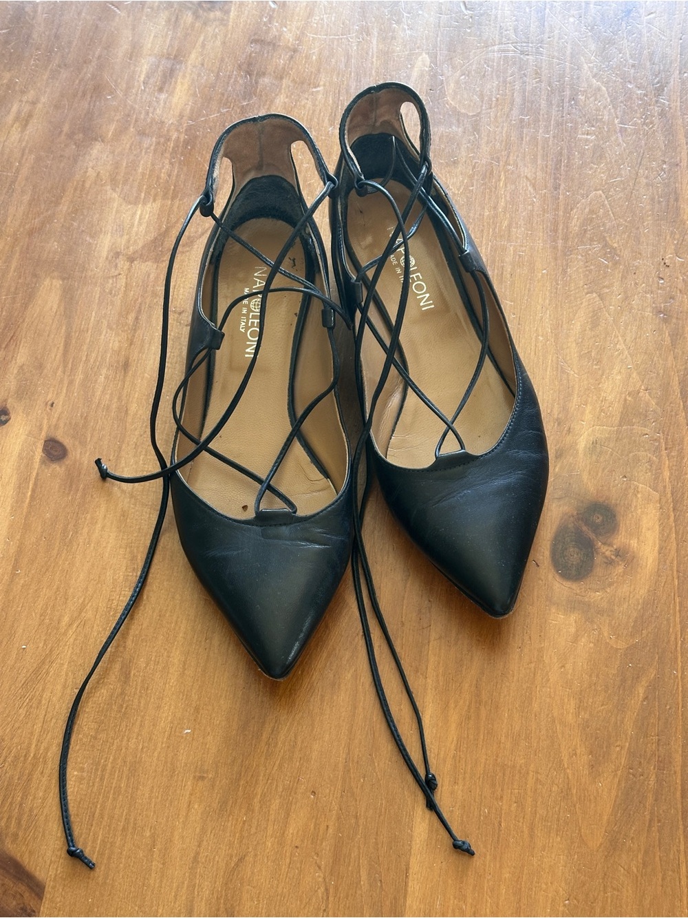 NAPOLEONI - Black Lace-Up Flats - 37